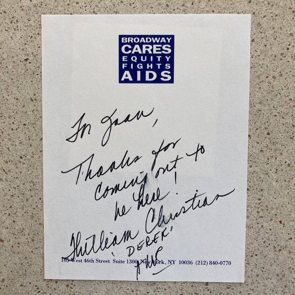 William Christian Signed / Inscribed BCEFA Paper 4 1/2 X 5 1/2” All My Children